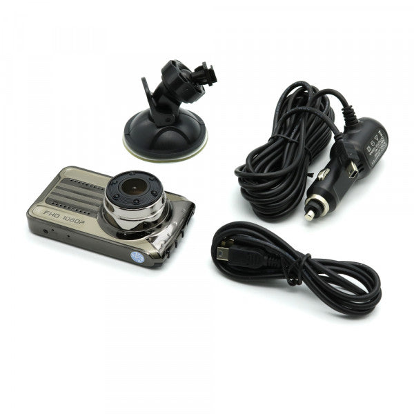 Car dashboard camera with accessories on a white background
