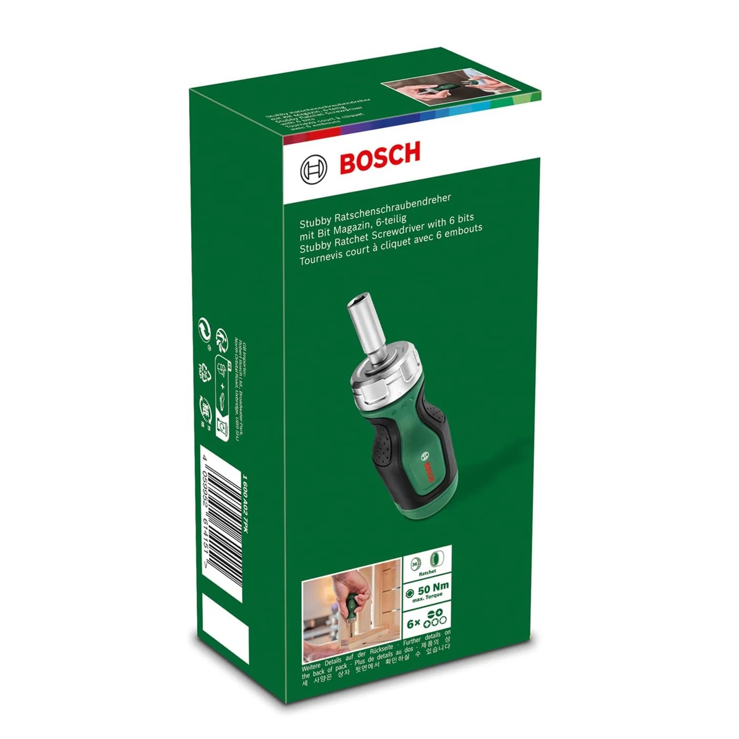 Bosch Stubby Bit Ratchet Screwdriver with 6 bits 1600A027PK