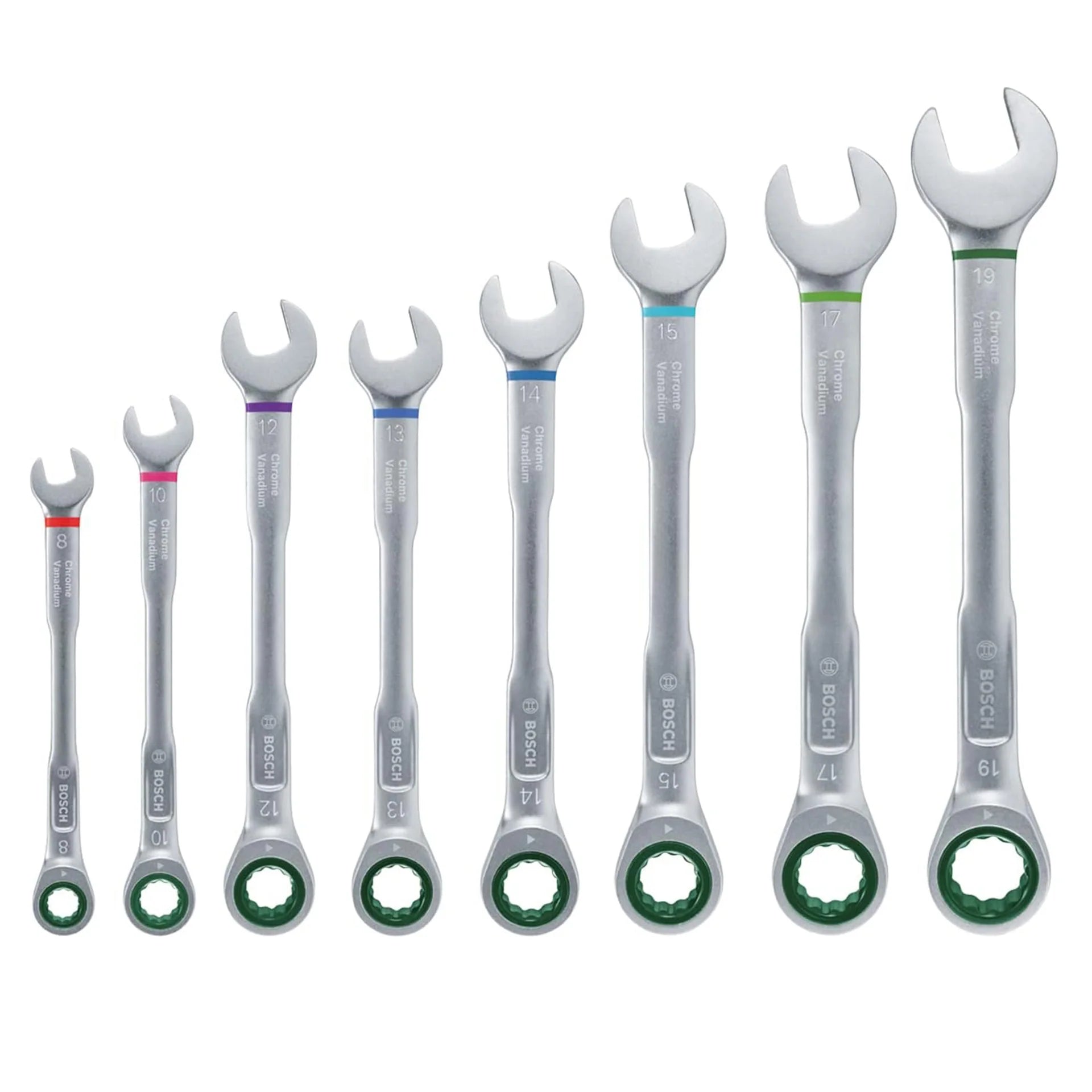 Bosch Ratchet Combination Wrench Set 8-piece 1600A027PS