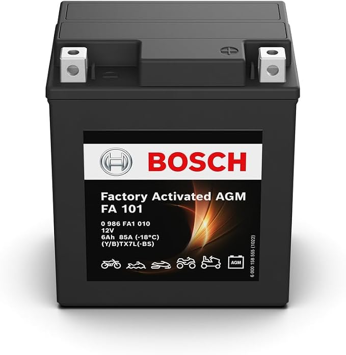 BOSCH Motorcycle Battery 0986FA1010 - YTX7L, 6 Ah 100 A, Maintenance-Free