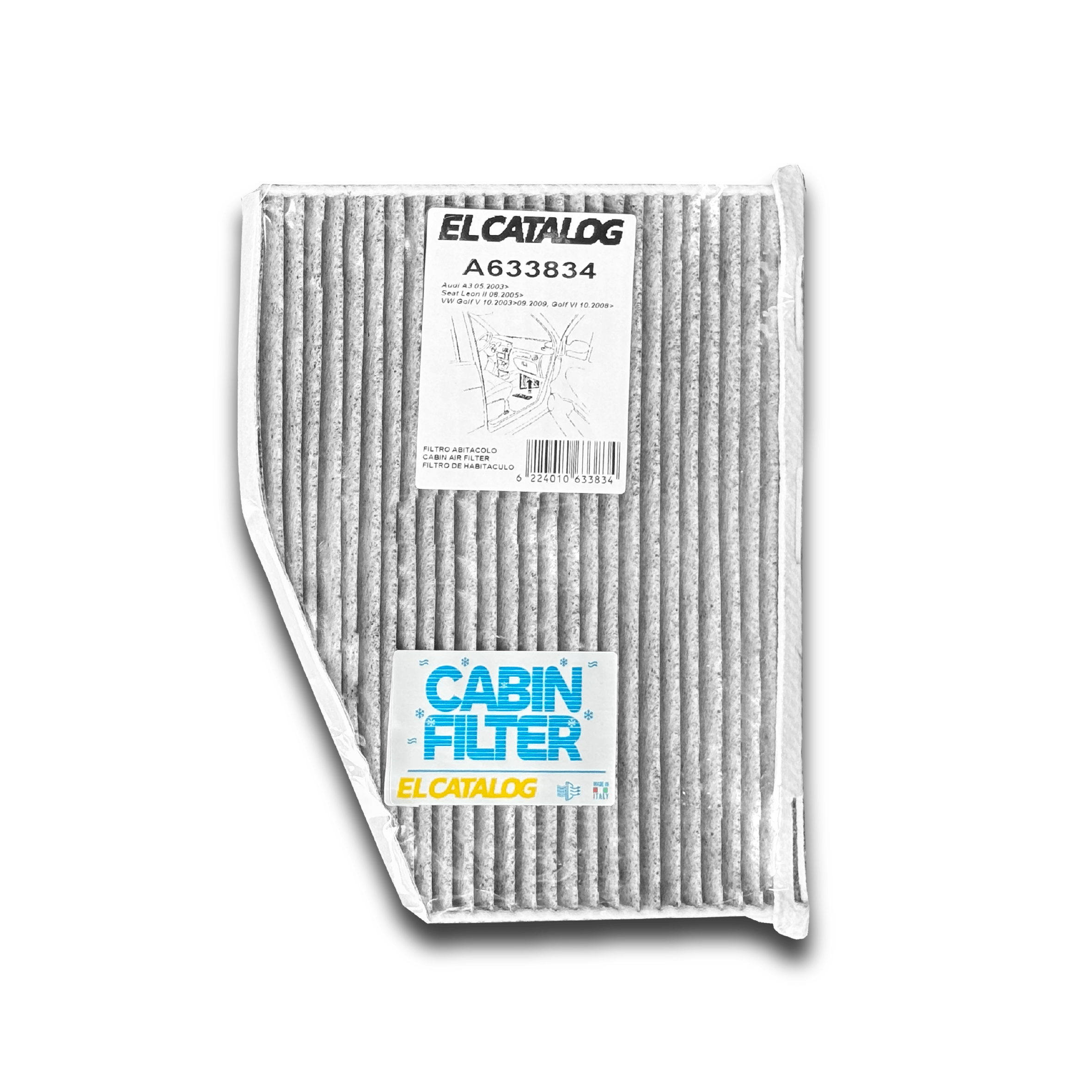 فلتر تكيف كربون الكتالوج A633834 - Octavia A5 - Golf 5&6 - Passat B6 - Tiguan - Jetta