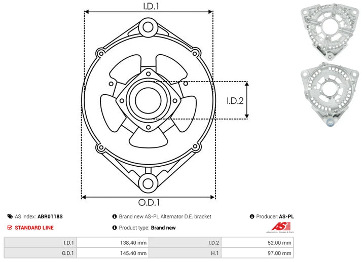 AS-PL Alternator D.E. Brackets ABR0118S