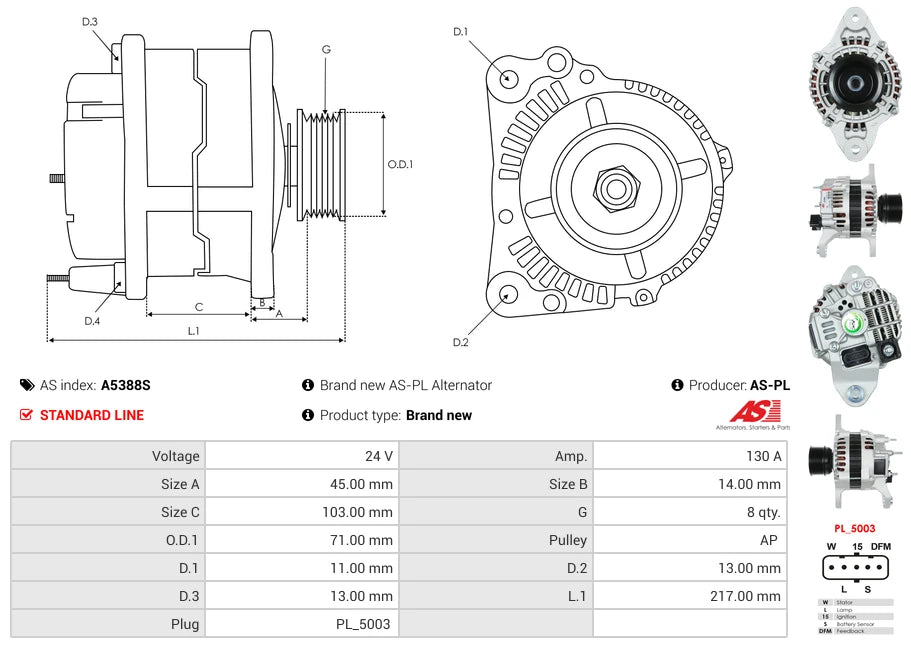 AS-PL Alternator A5388S - Volvo