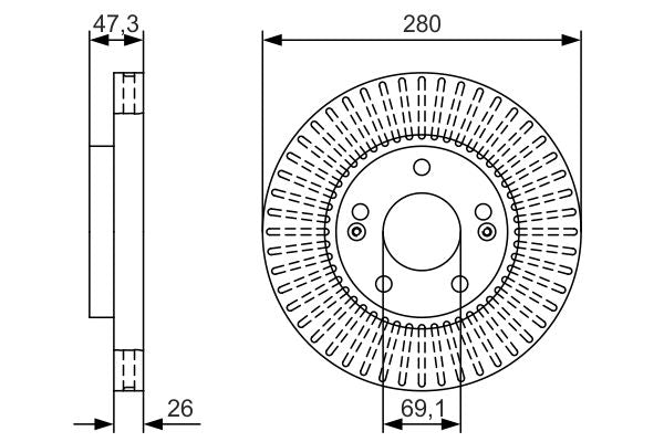 Bosch Front Brake Disc 0986479U10 - Hyundai - Kia - 1 Pc