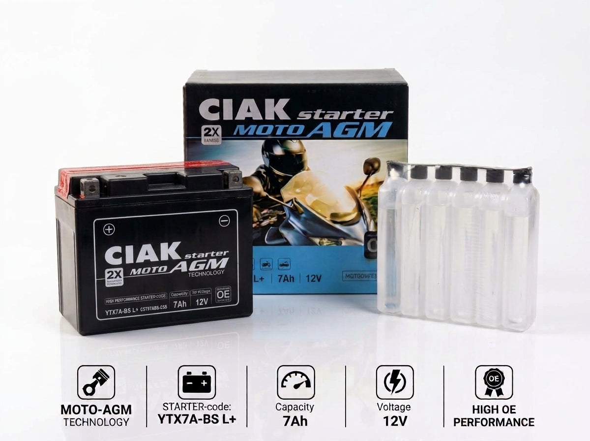 CIAK STARTER AGM MOTO 12V-7 Ah L+ / YTX7A-BS / C5