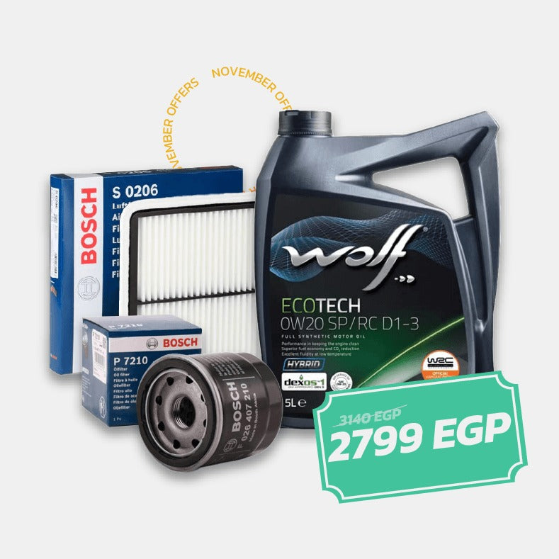 زيت وولف EcoTech 0W20 SP/RC D1-3 5L + فلتر زيت و هواء سوبارو