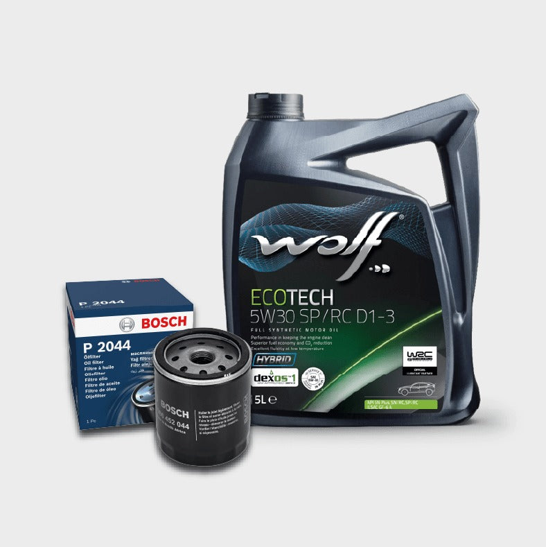 زيت وولف EcoTech 5W30 SP/RC D1 - 3 5L + فلتر زيت تويوتا / شيرى (صيانة ١٠،٠٠٠ كم)
