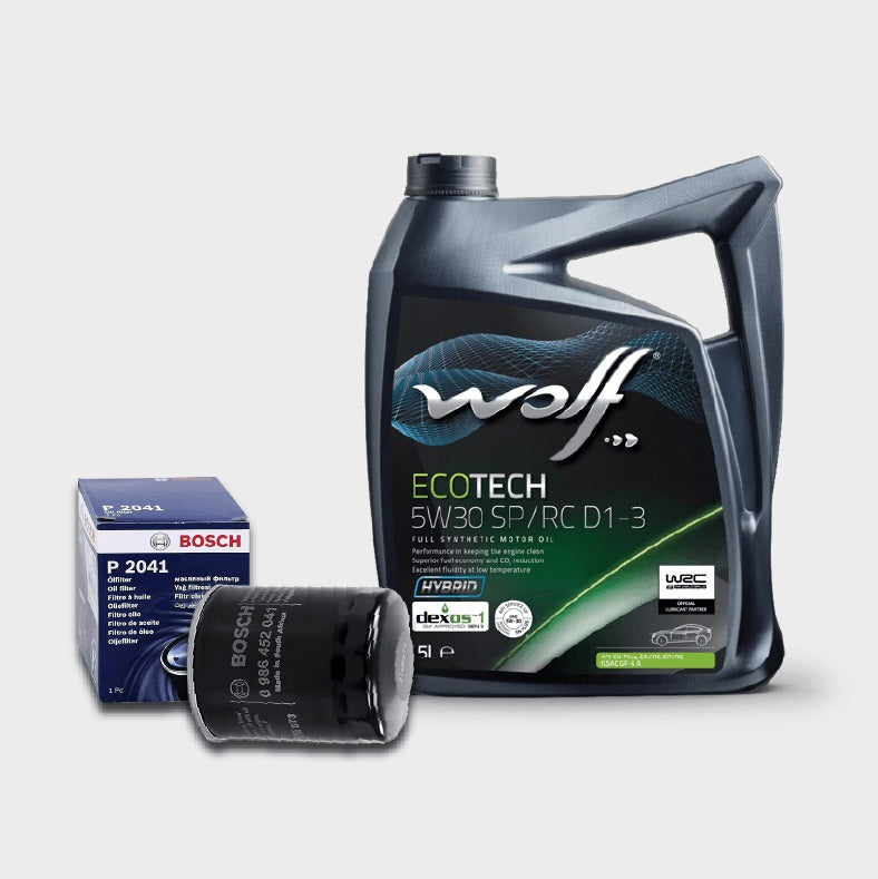 زيت وولف EcoTech 5W30 SP/RC D1 - 3 5L + فلتر زيت بي واي دي / شيري (صيانة ١٠،٠٠٠ كم)