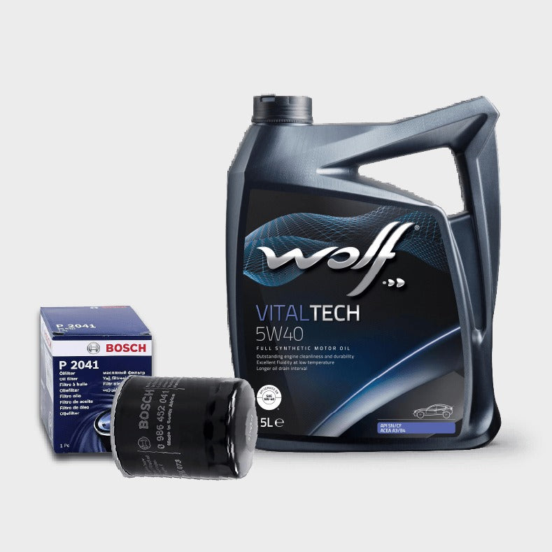 زيت وولف VitalTech 5W40 5L + فلتر زيت بي واي دي / شيري (صيانة ١٠،٠٠٠ كم)