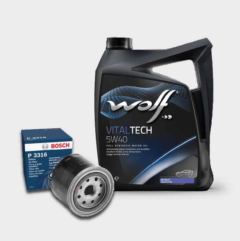 زيت وولف VitalTech 5W40 4L + فلتر زيت كيا / هيونداي (صيانة ١٠،٠٠٠ كم)