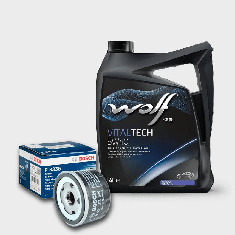 زيت وولف VitalTech 5W40 4L + فلتر زيت رينو (صيانة ١٠،٠٠٠ كم)