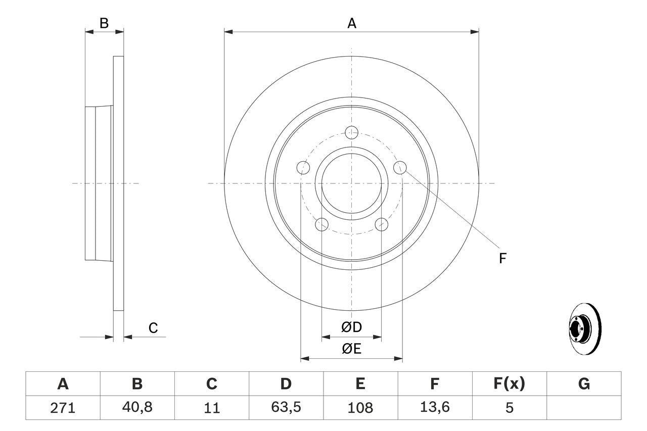 BOSCH Rear Brake Disc Set - Ford Focus EcoBoost
