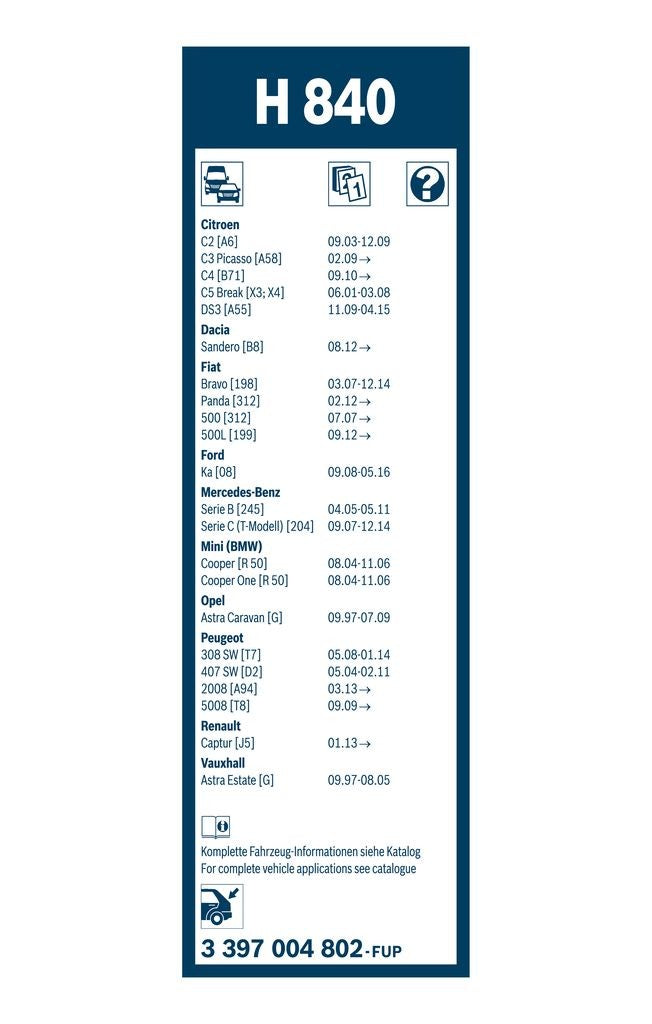 Bosch Rear Wiper Blade 3397004802 - 11 in - H290