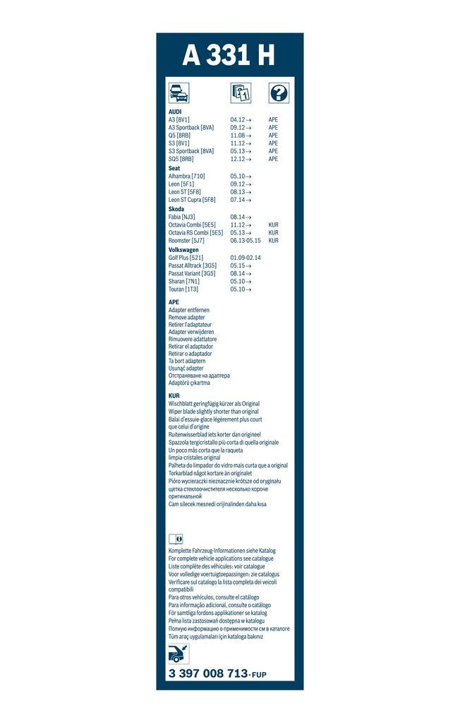 Bosch Rear Wiper Blade 3397008713 - 13 in