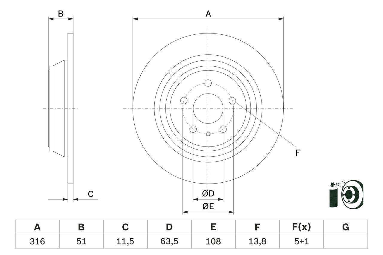 BOSCH Rear Brake Disc Set - Ford Kuga