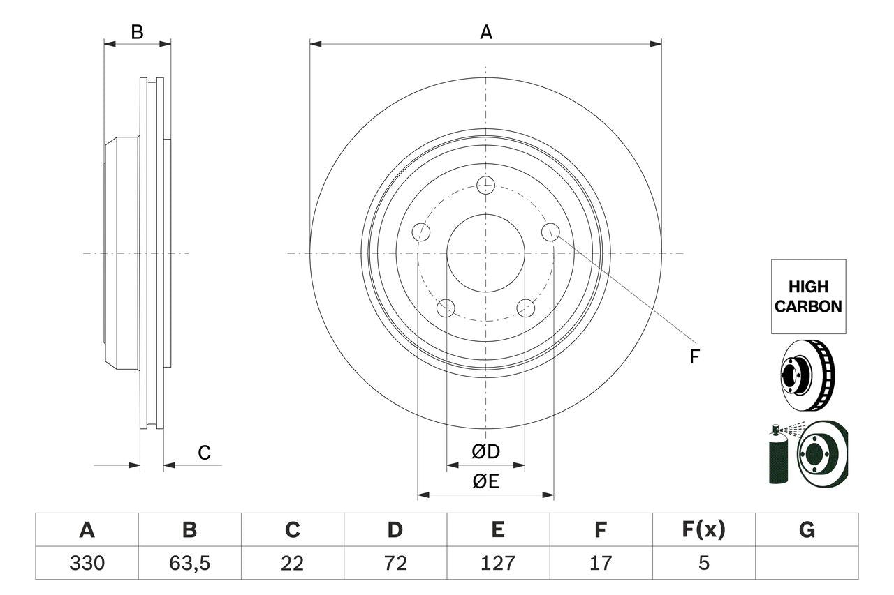 BOSCH Rear Brake Disc Set - Grand Cherokee