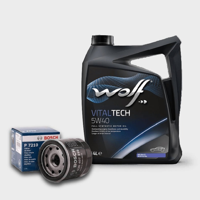 زيت وولف VitalTech 5W40 4L + فلتر زيت كيا / مازدا / هوندا / سوبارو / نيسان / رينو (صيانة ١٠،٠٠٠ كم)