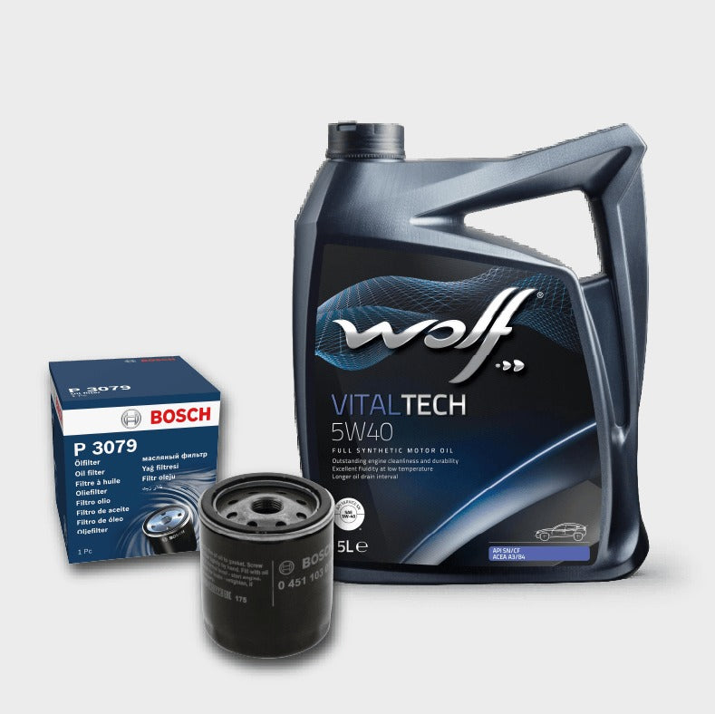 زيت وولف VitalTech 5W40 5L + فلتر زيت أوبل /  شيفروليه / دايو (صيانة ١٠،٠٠٠ كم)